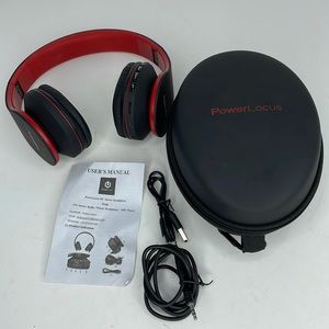 NEW PowerLocus Wireless Bluetooth Over-Ear Stereo Foldable Headphones, Wired
